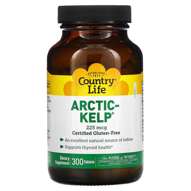 Country Life, Arctic-Kelp, 225 мкг, 300 таблеток.