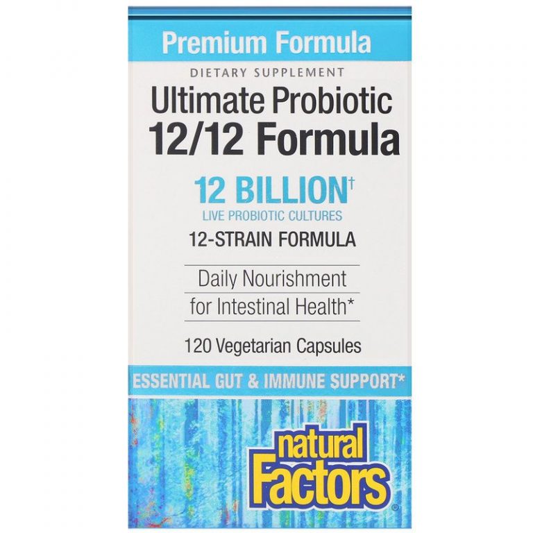 Natural Factors, Ultimate Probiotic, 12/12 Formula, 12 миллиардов КОЕ, 120 растительных капсул